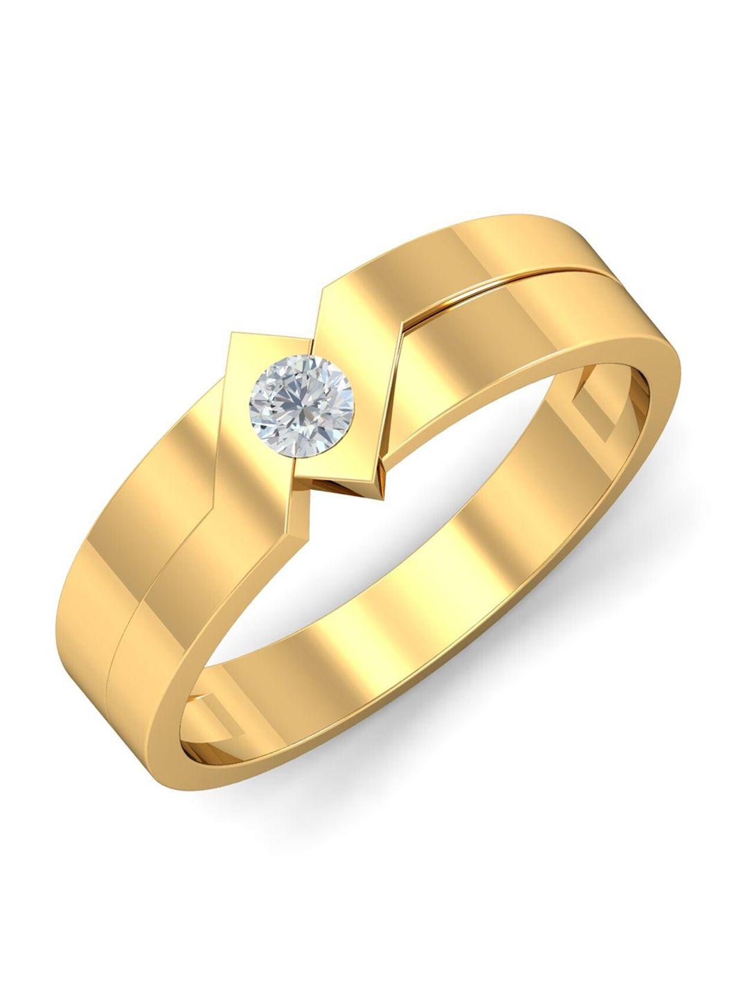 kuberbox men diamond-studded 18kt gold ring - 3.34 gm