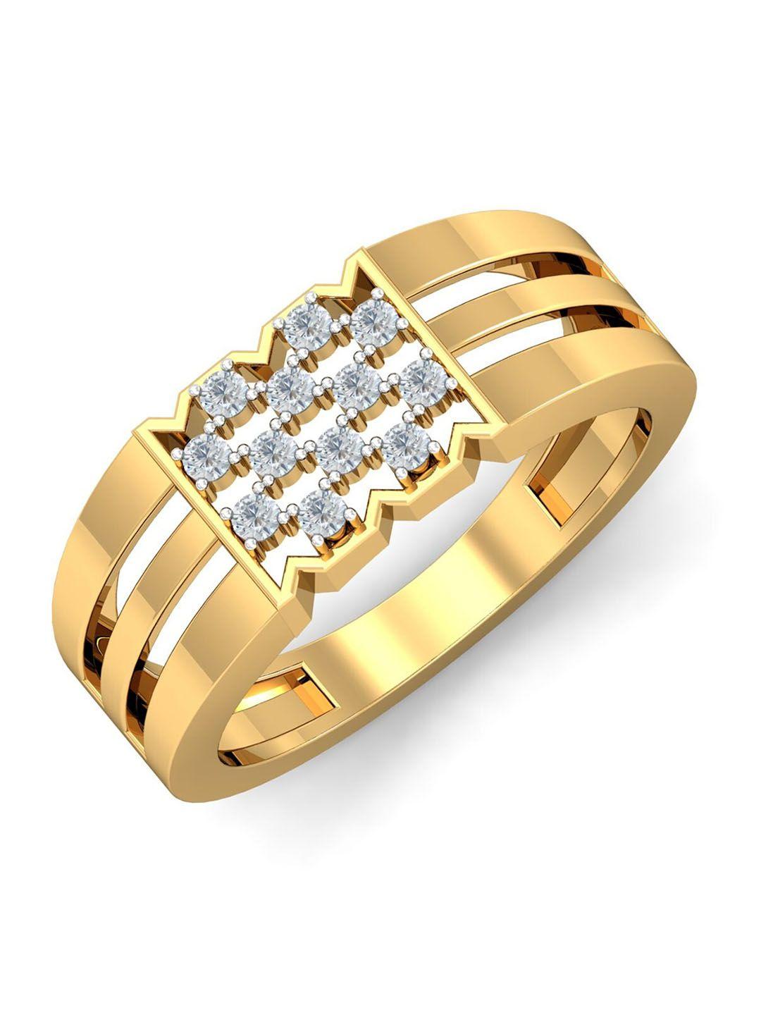 kuberbox men diamond-studded 18kt gold ring - 4.95 gm