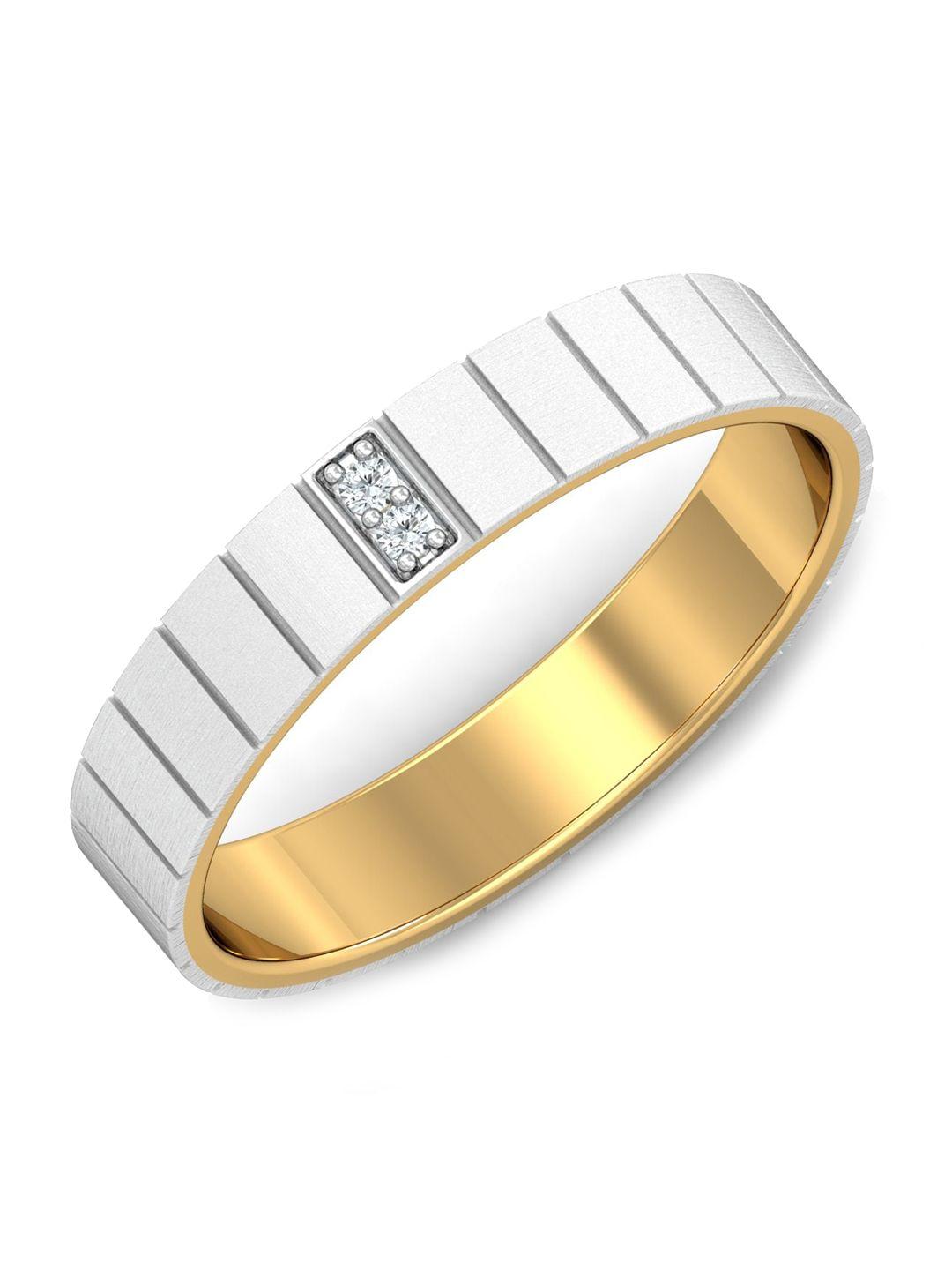 kuberbox men diamond-studded 18kt white gold ring - 4.62 gm