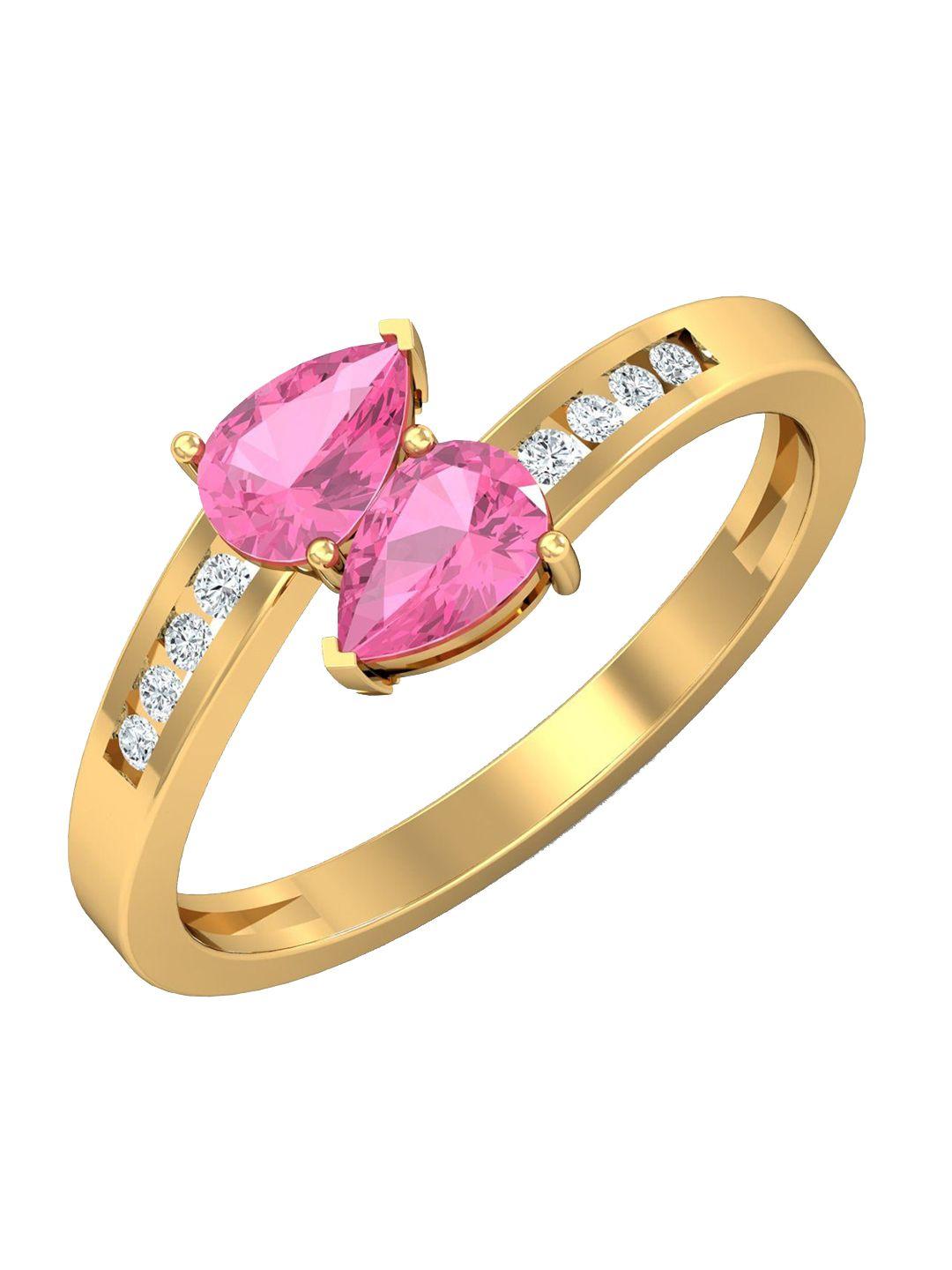 kuberbox preppy 18kt gold diamond-studded & sapphire ring - 2.71gm