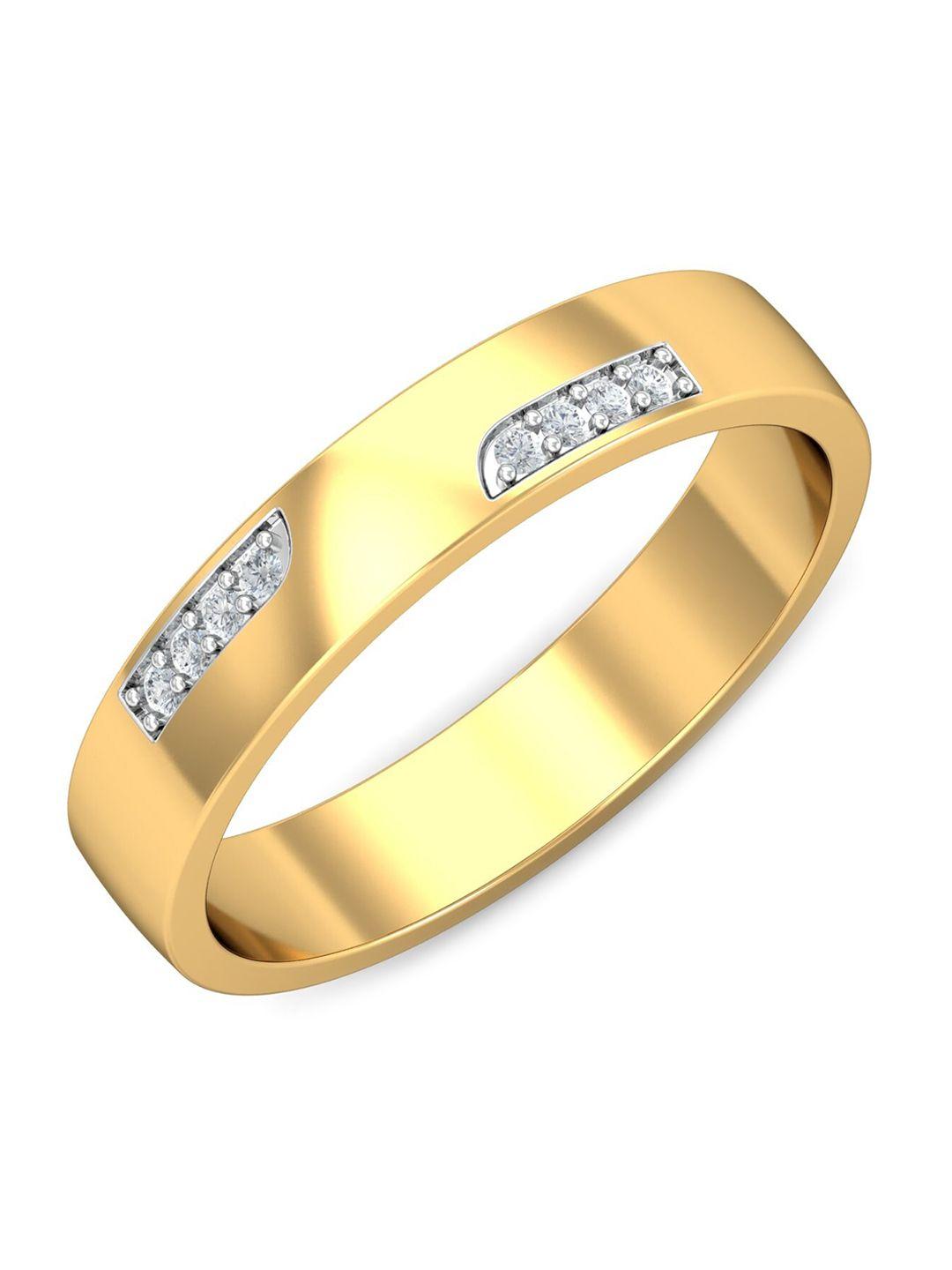 kuberbox supreme couple band men 18kt gold diamond-studded ring- 5.66 gm