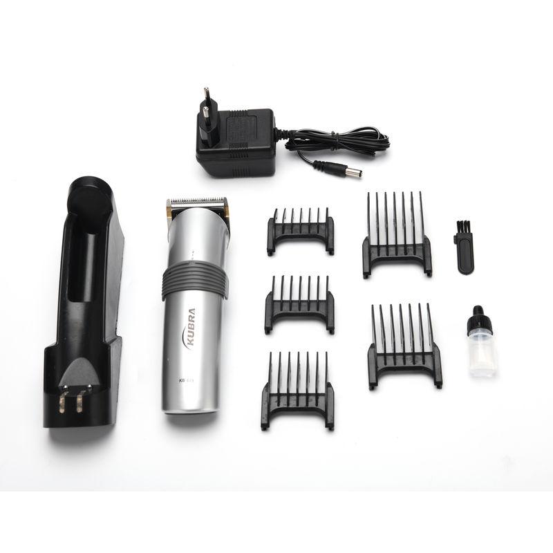 kubra kb-609 rechargeable cordless professional hair and beard trimmer for men (silver)