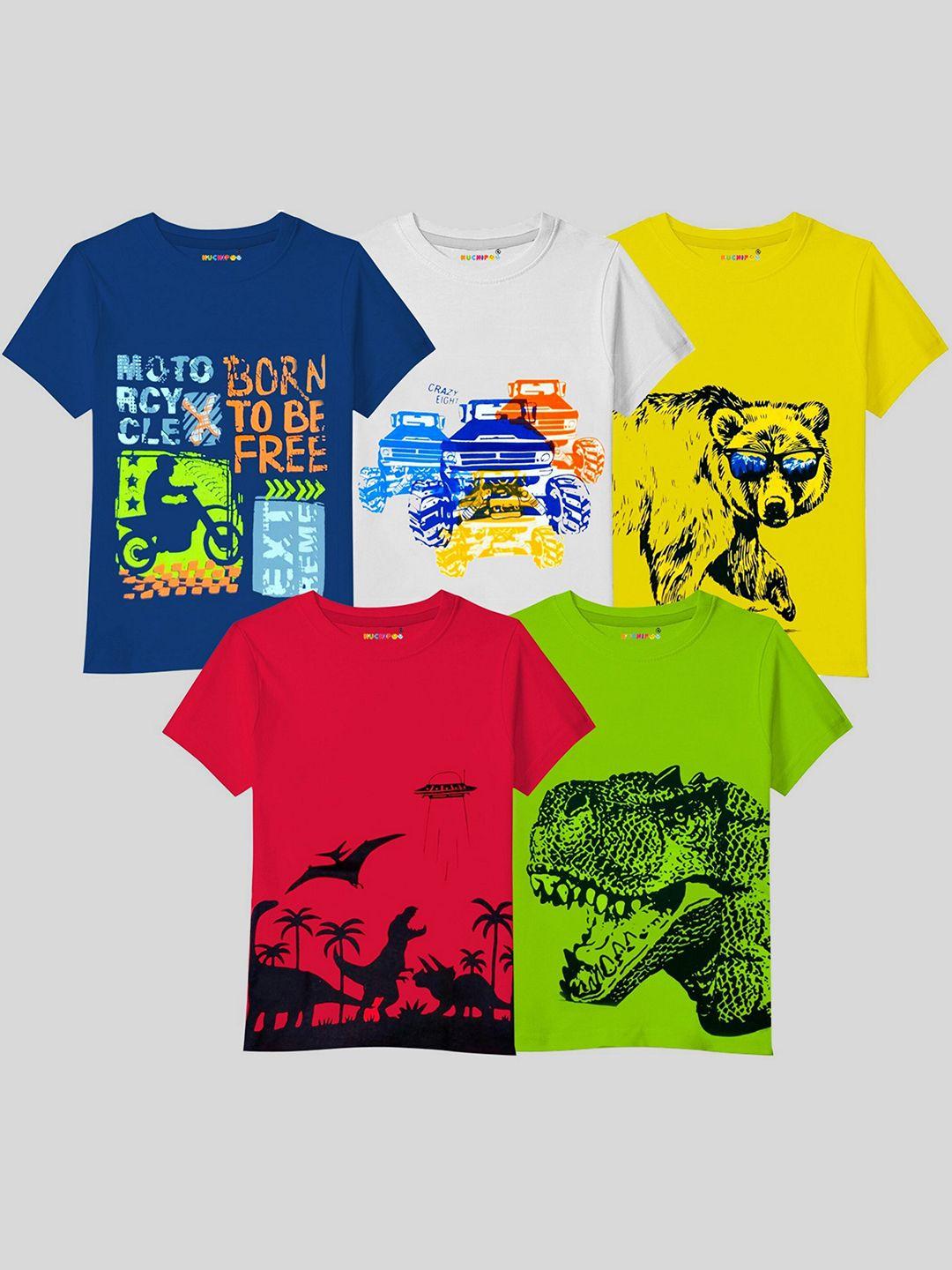 kuchipoo boys pack of 5 printed cotton t-shirt