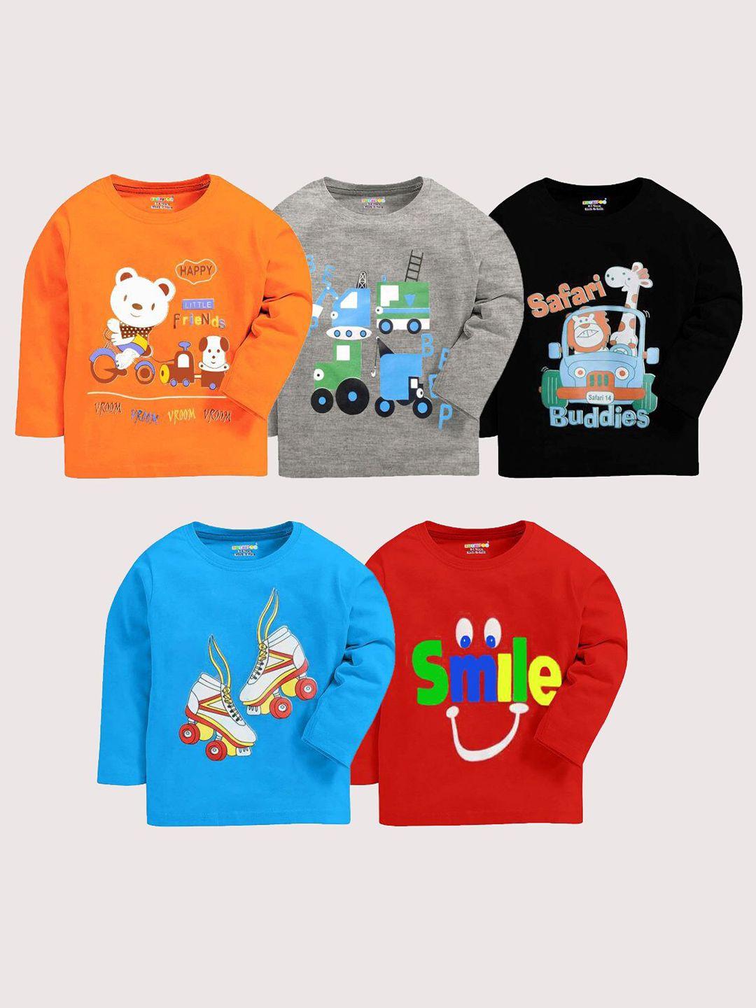 kuchipoo boys pack of 5 printed t-shirts