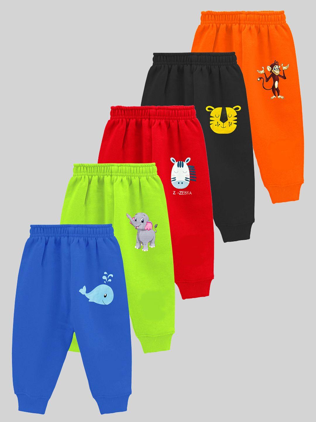 kuchipoo kids pack of 5 printed regular fit joggers