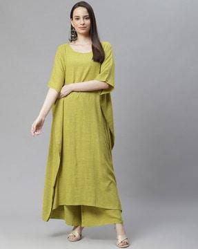 kuftan scoop-neck a-line kurta set