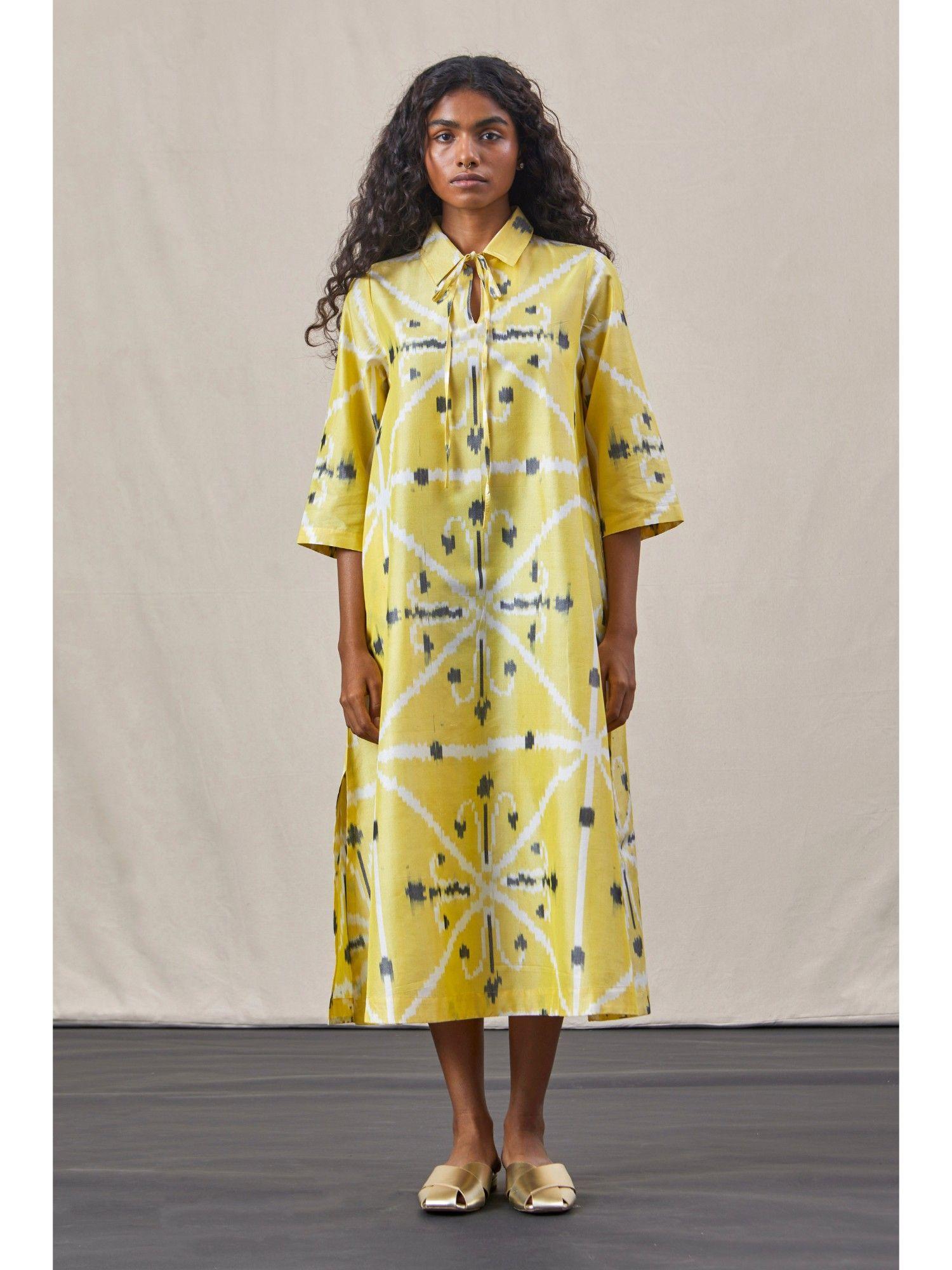 kulaku ikat dress yellow