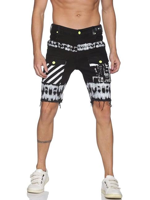 kultprit black printed shorts