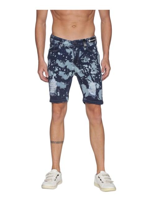 kultprit blue slim fit printed shorts