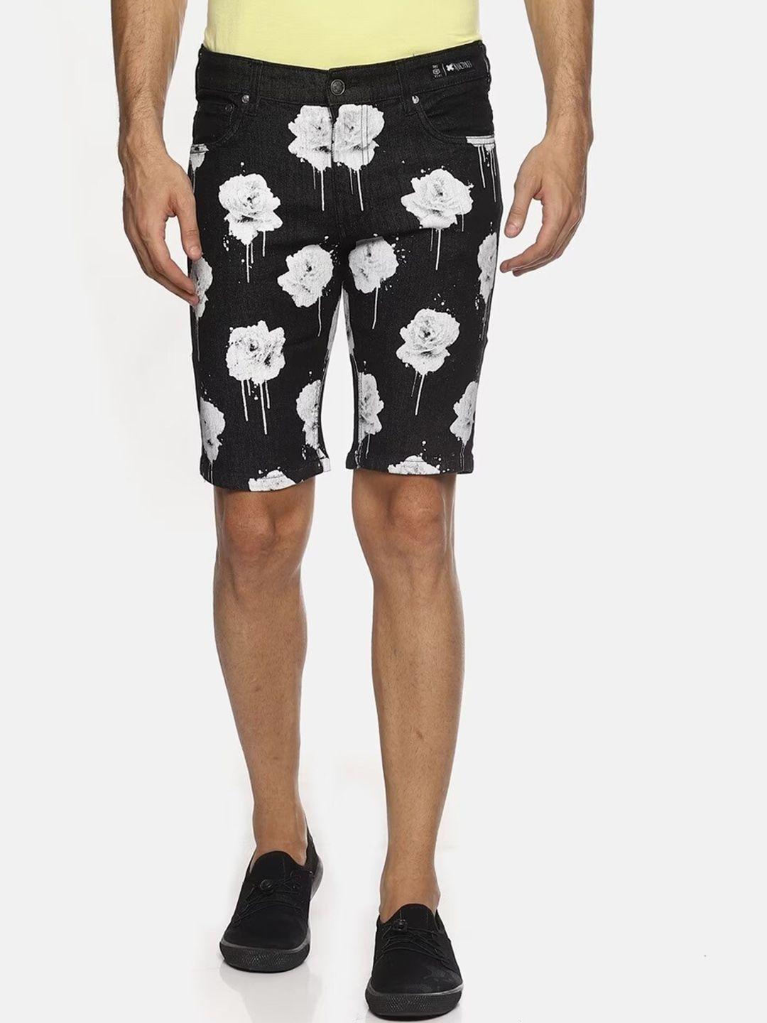 kultprit floral printed slim fit cotton shorts