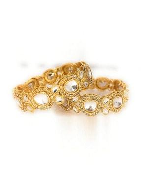 kundan stone gold-plated bangles