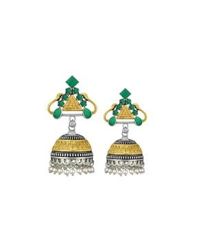 kundan beaded drop jhumkas