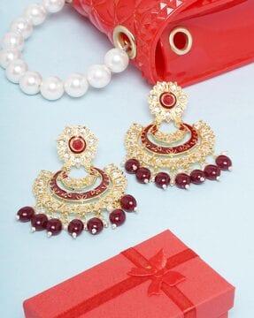 kundan dangler earrings with beads