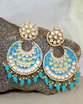 kundan gold-plated chandbali earrings