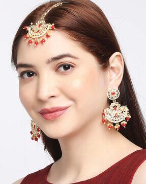 kundan maangtikka with chandbali earrings set