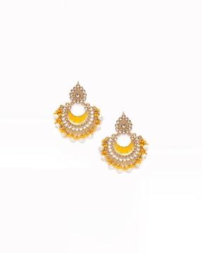 kundan-studded chandbali earrings