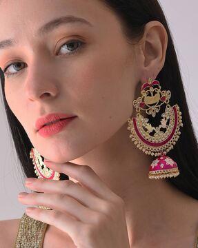 kundan-studded chandbali earrings
