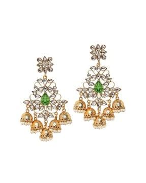 kundan-studded dangler earrings with jhumkas