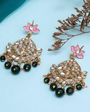 kundan-studded dangler earrings