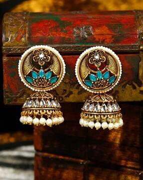 kundan-studded drop earrings