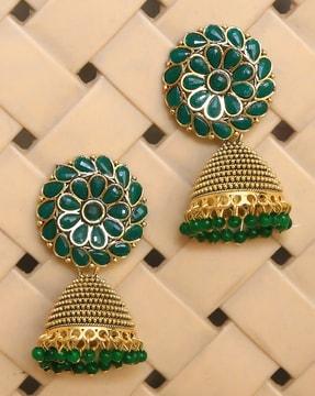 kundan-studded jhumka earrings