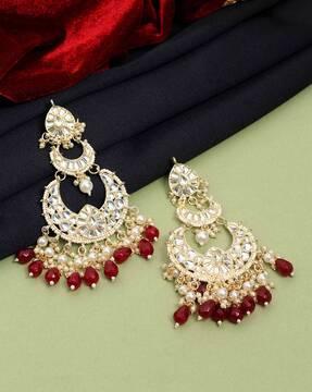 kundan-studded pearl-beaded chandbalis