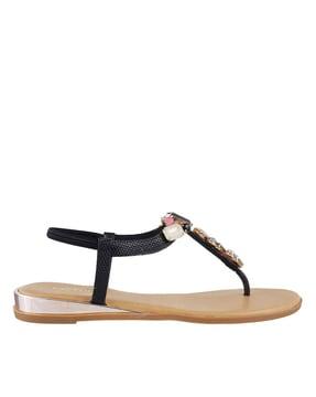 kundan t-strap sandals with applique