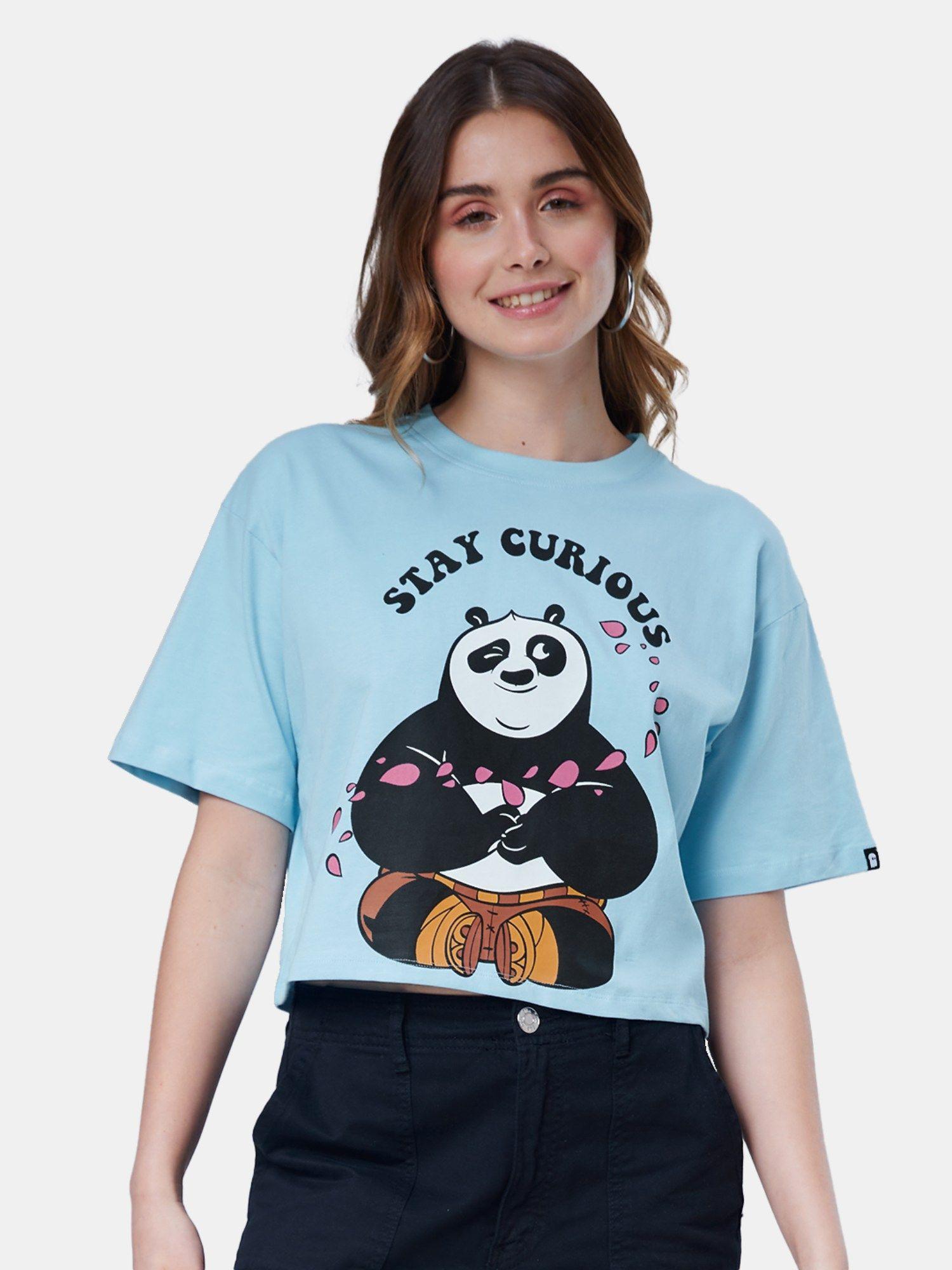 kung fu panda stay curious women oversized cropped t-shirt