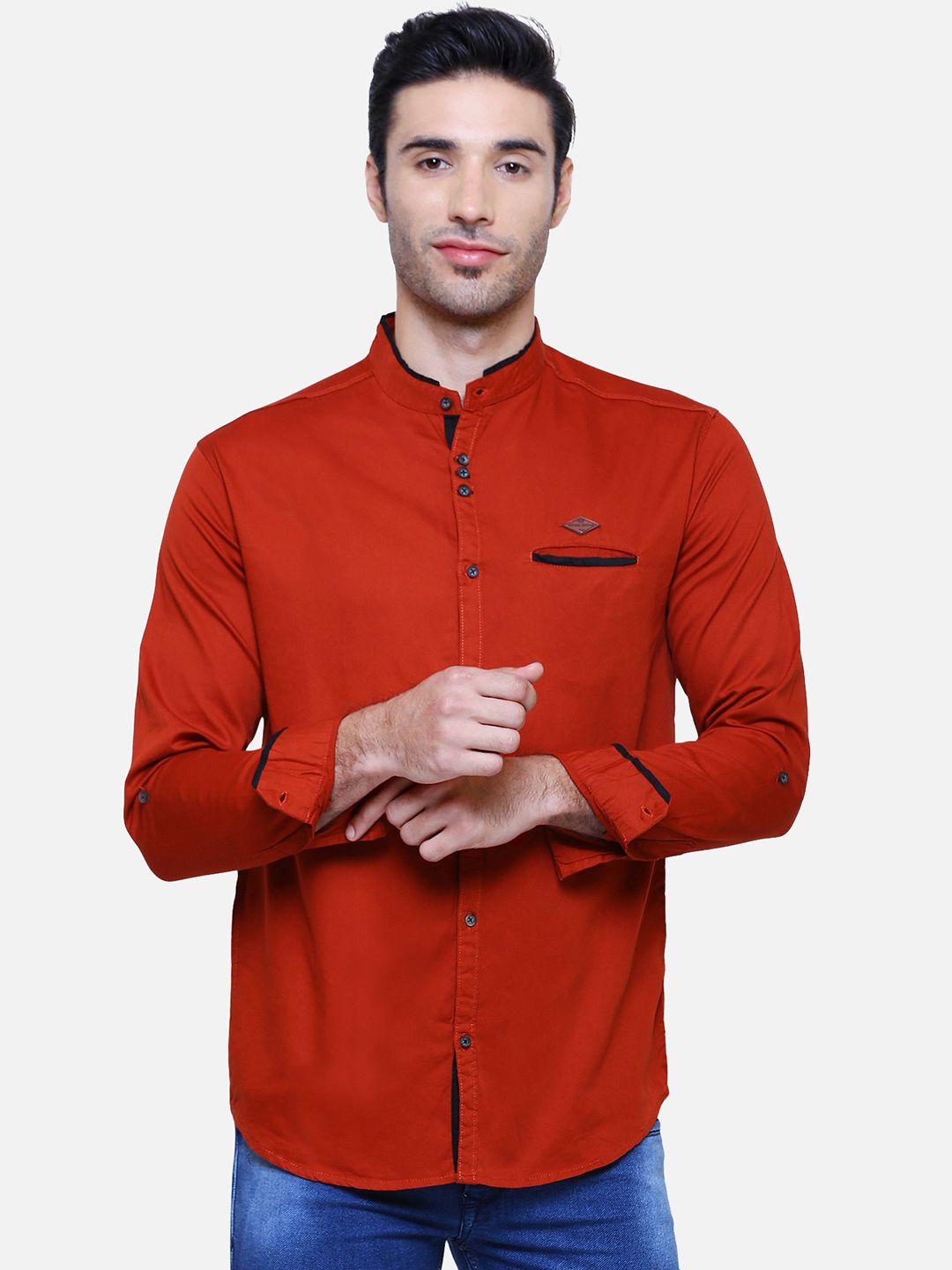 kuons avenue men rust smart slim fit casual shirt