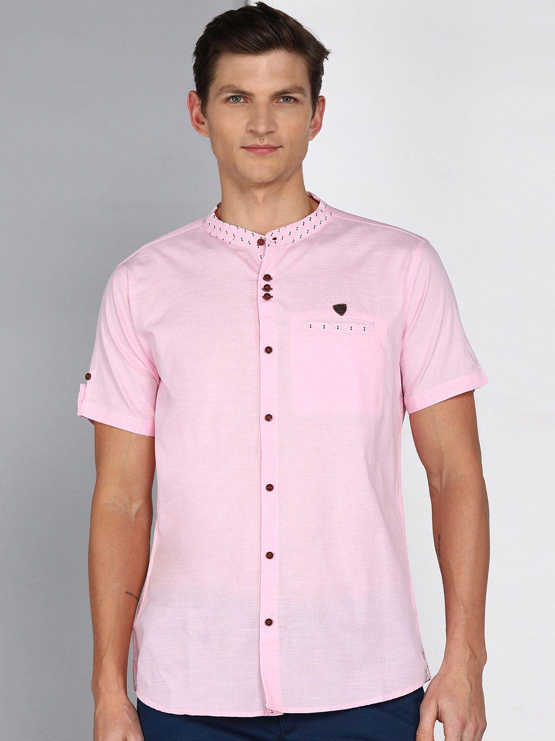 kuons avenue slim fit smart band collar linen cotton casual shirt