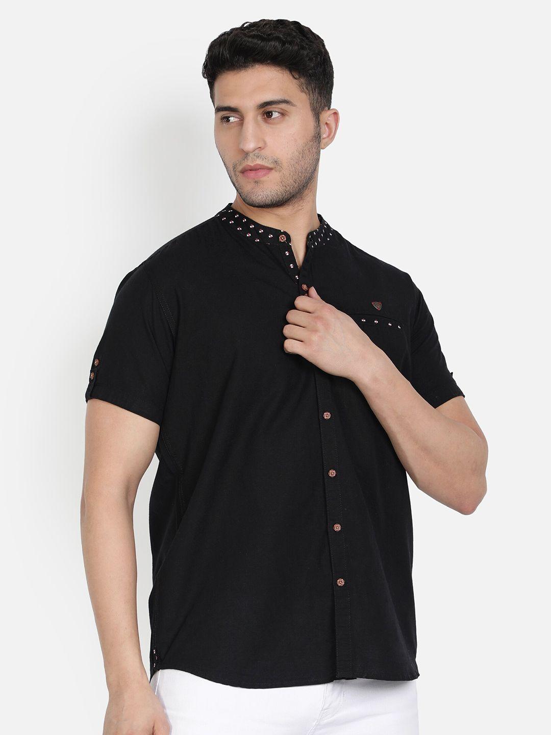 kuons avenue men black smart slim fit casual shirt