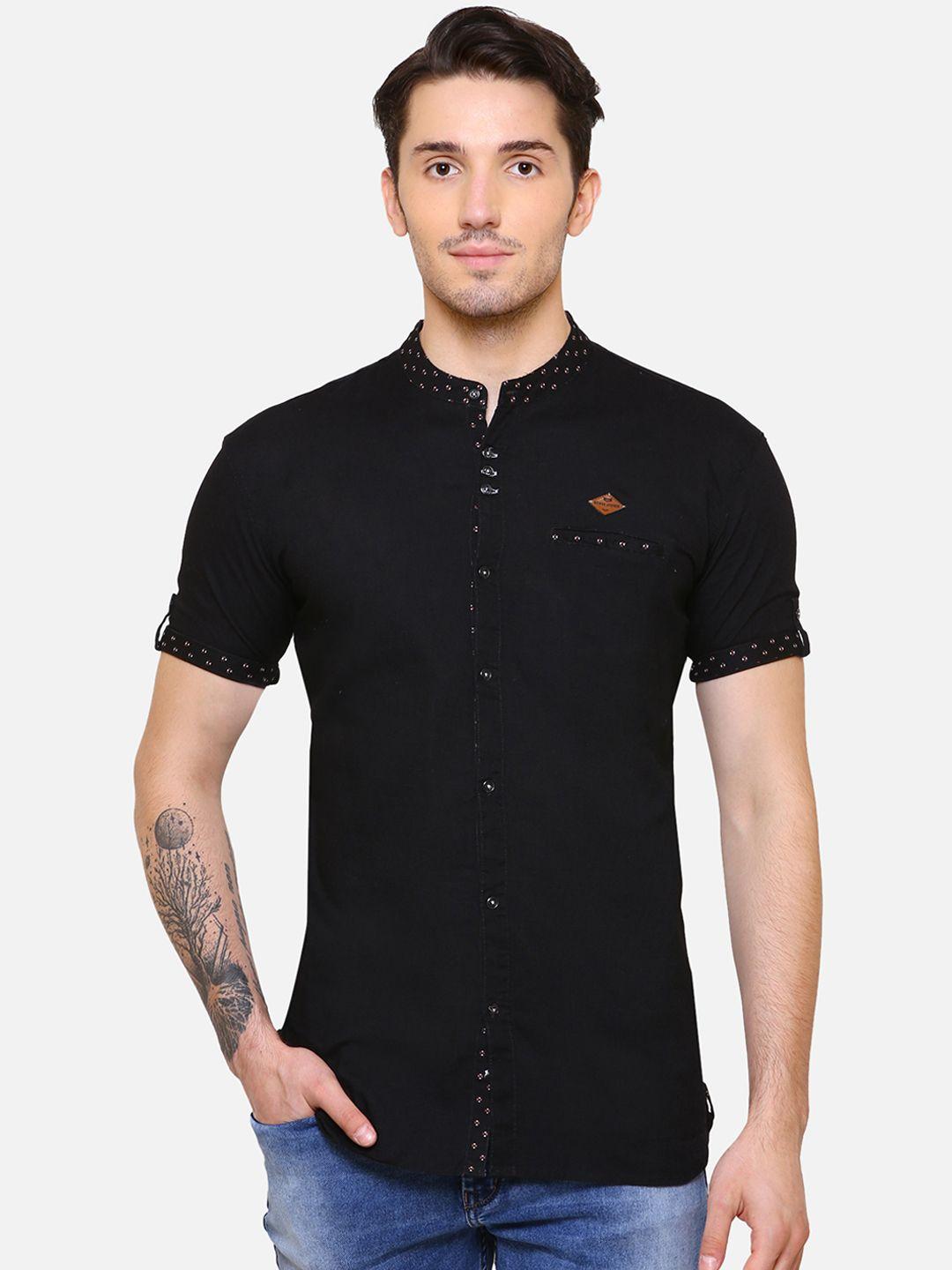 kuons avenue men black smart slim fit solid casual shirt