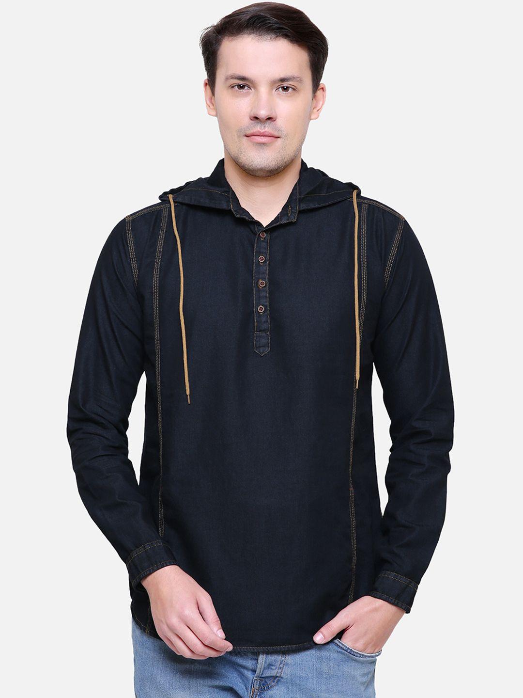 kuons avenue men black solid straight kurta