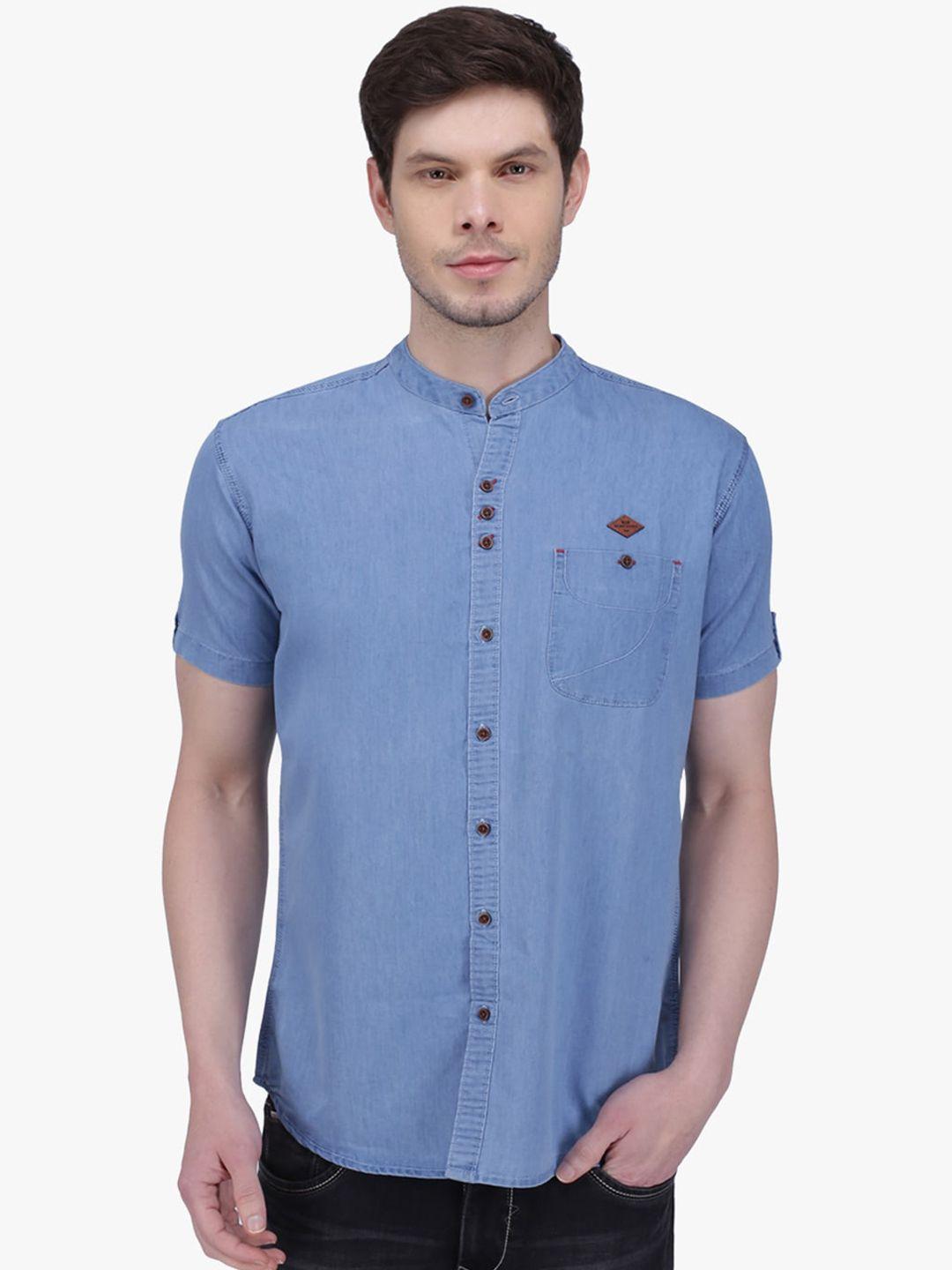 kuons avenue men blue smart slim fit opaque cotton casual shirt