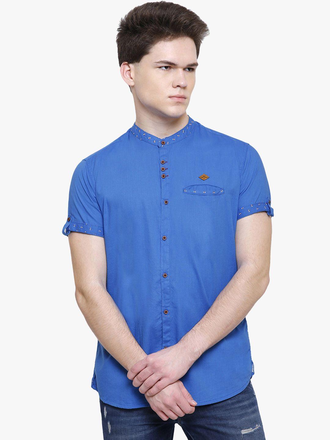 kuons avenue men blue smart slim fit solid casual shirt