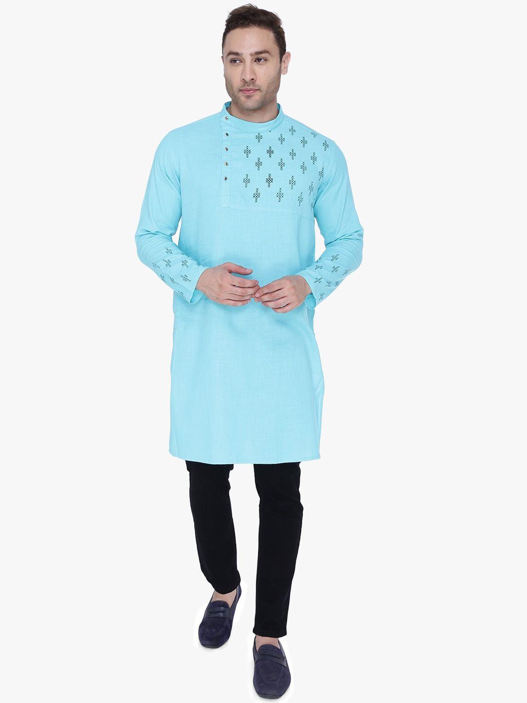 kuons avenue men geometric printed cotton kurta