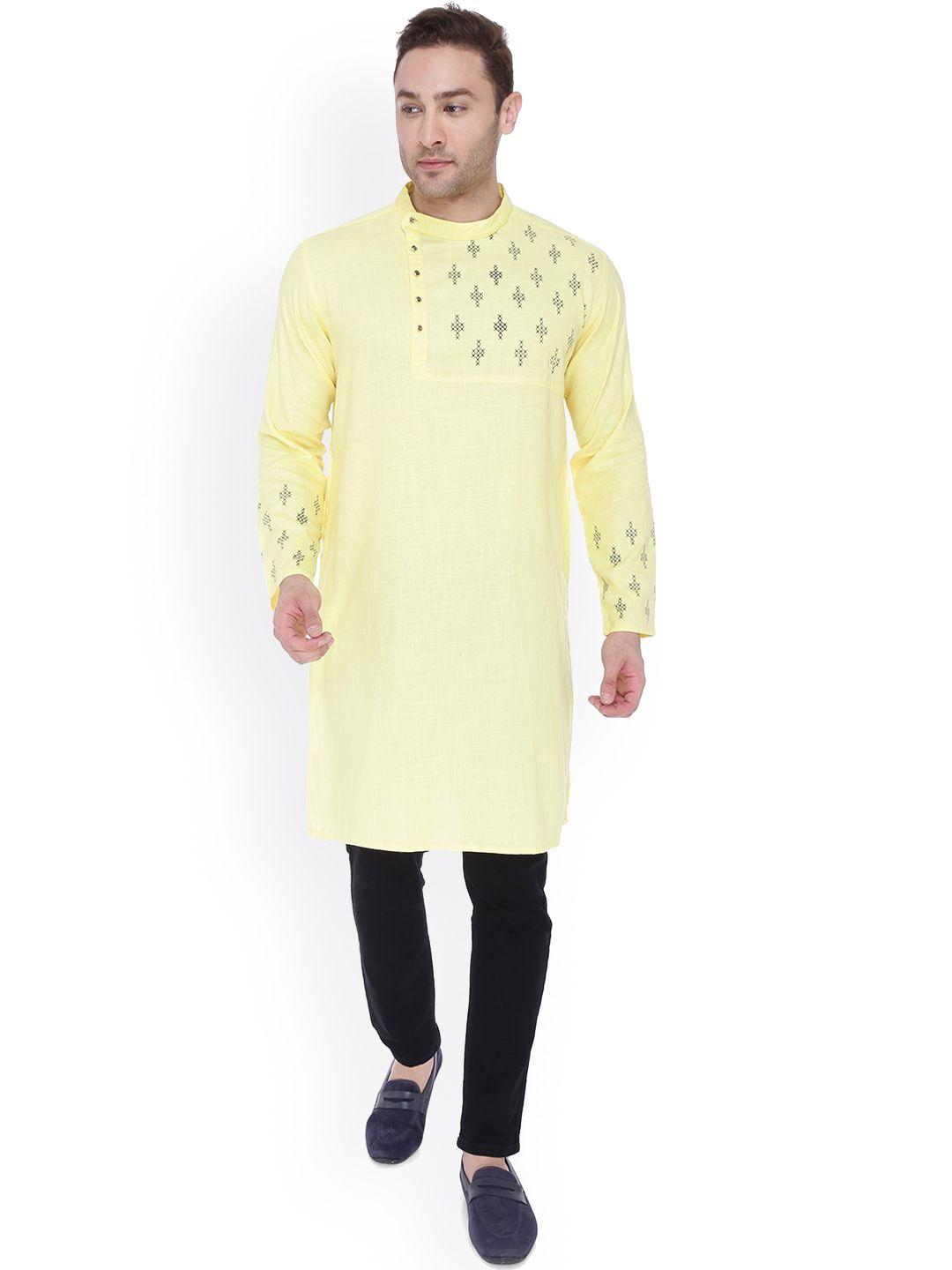 kuons avenue men geometric printed cotton kurta