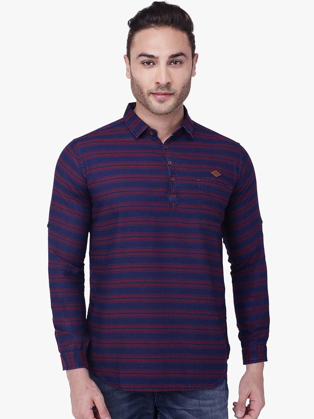 kuons avenue men maroon & blue striped pathani kurta