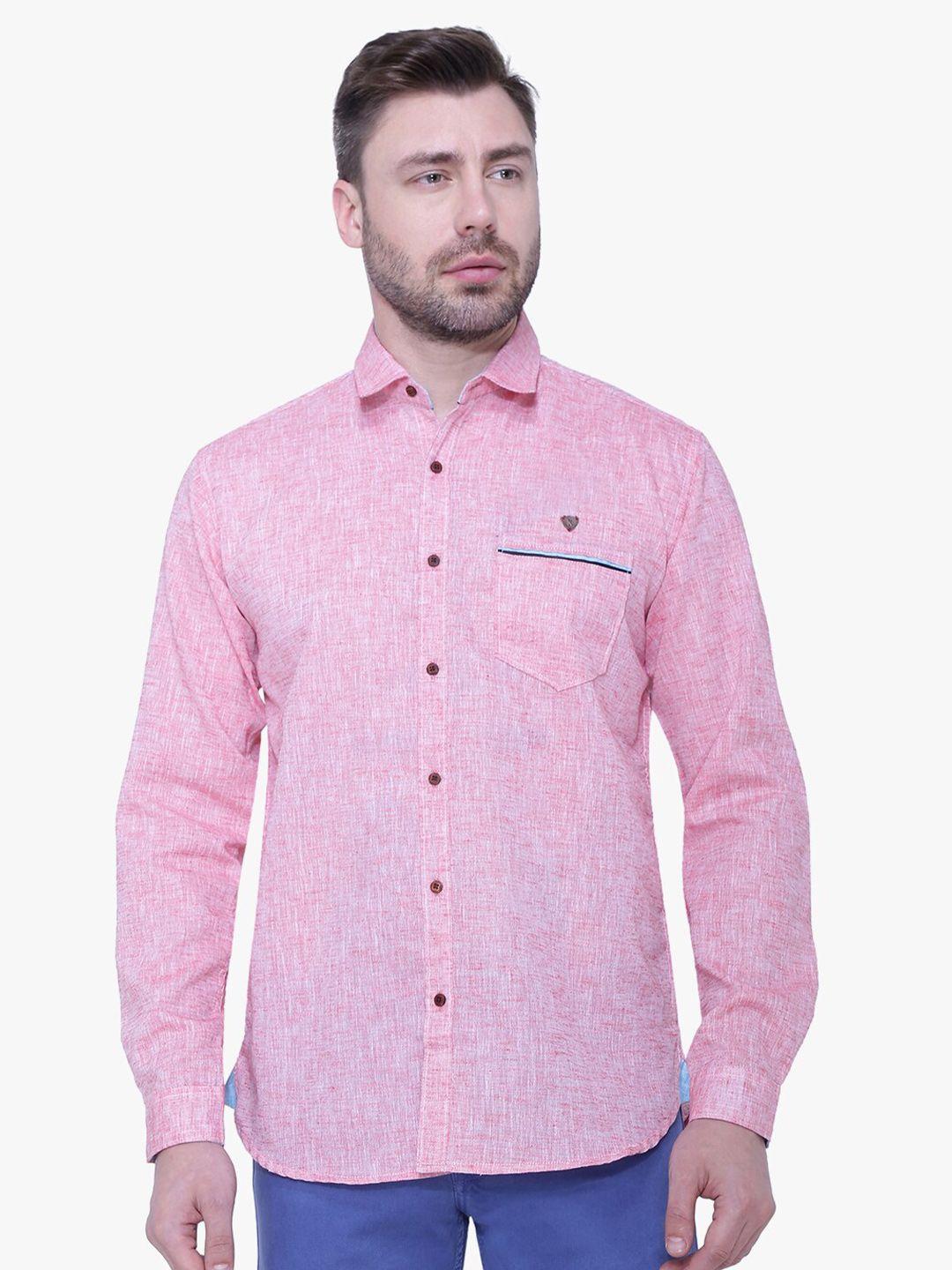 kuons avenue men pink smart slim fit floral casual shirt