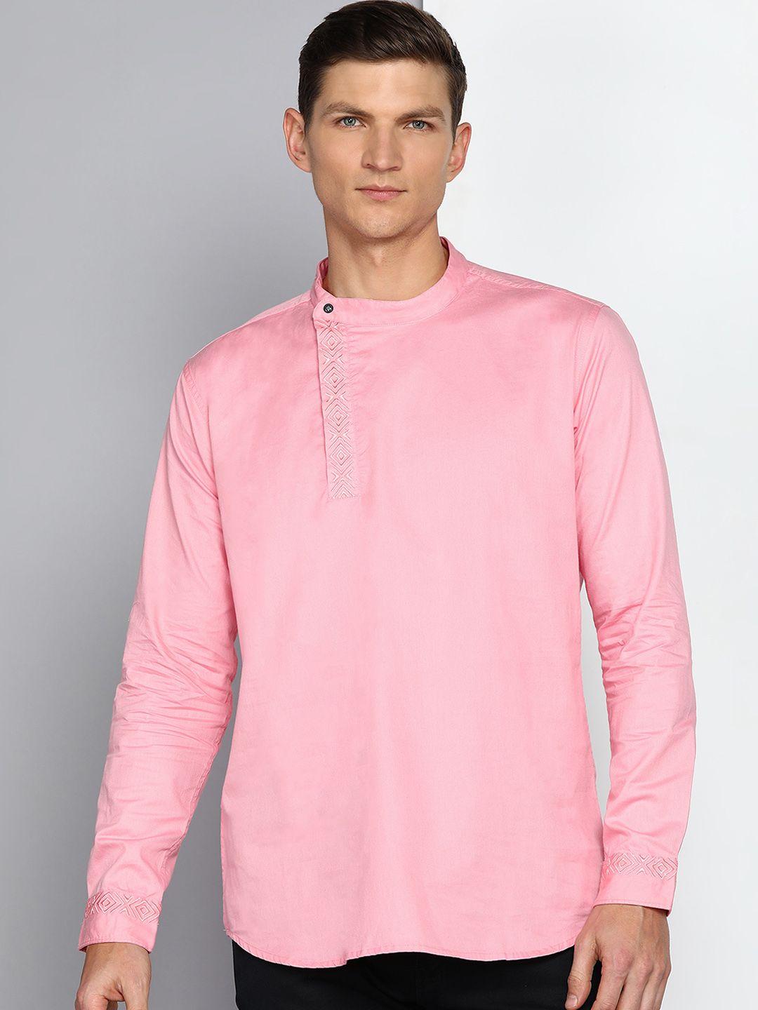 kuons avenue men pink thread work pastels kurta