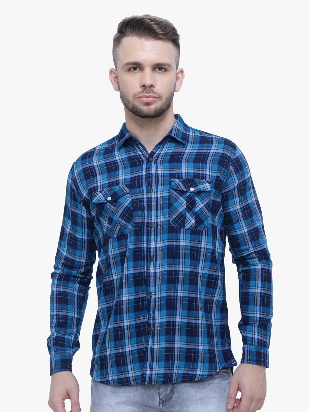 kuons avenue men smart slim fit checked cotton casual shirt