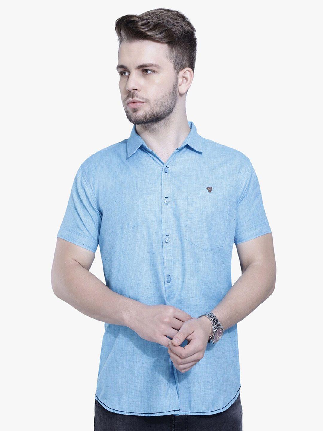 kuons avenue men turquoise blue smart slim fit casual shirt