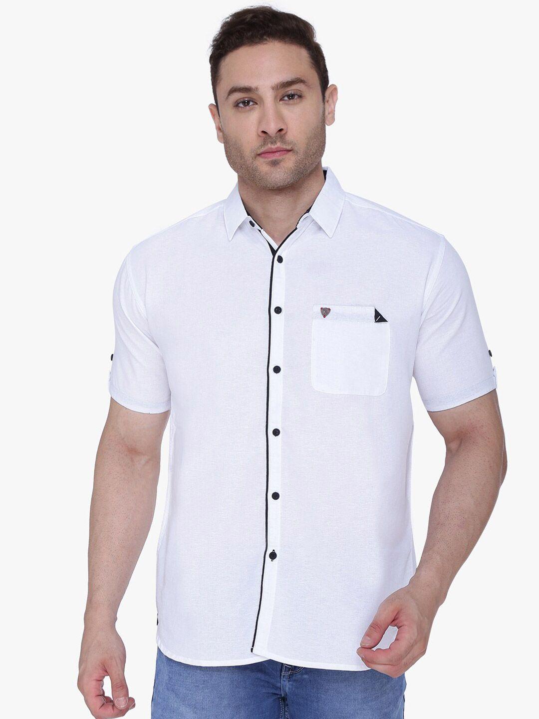 kuons avenue men white smart slim fit half sleeve casual shirt
