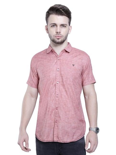 kuons avenue peach slim fit shirt