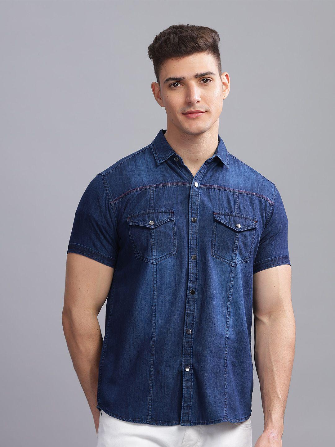 kuons avenue smart slim fit spread collar short sleeves casual shirt