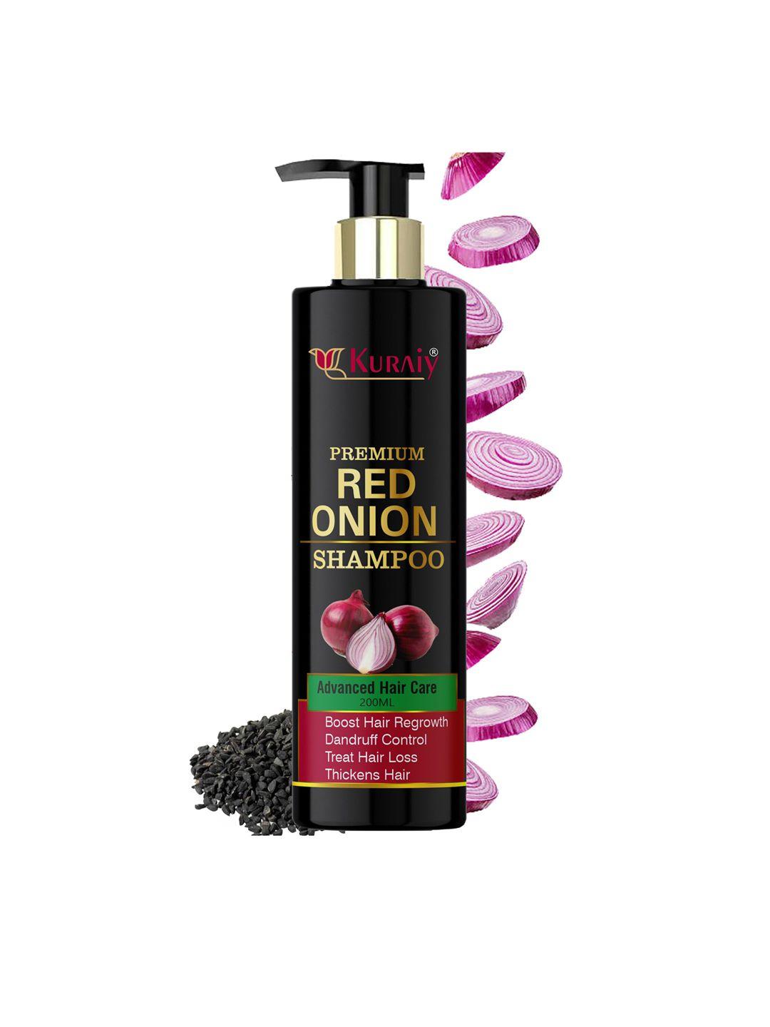 kuraiy premium red onion shampoo for hair growth & hair fall control - 200ml