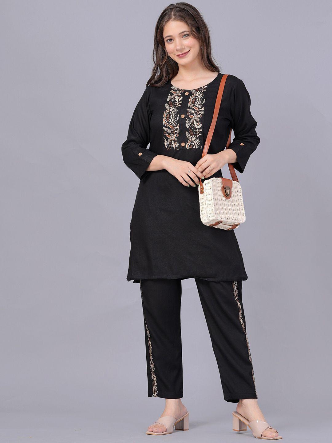 kurock ethnic motifs yoke design straight kurta with trouser