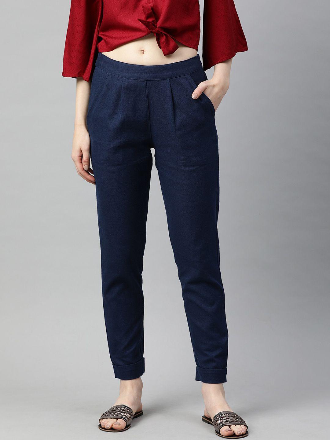 kurock women relaxed straight leg pleated cotton cropped trousers