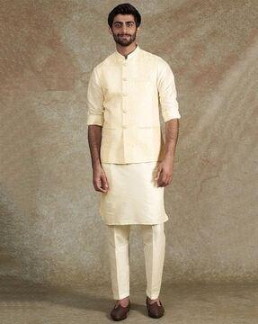 kurta & churidar set with sleeveless jacket