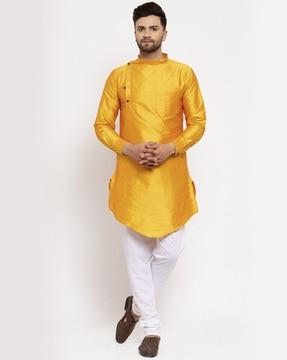 kurta with geometric woven motifs